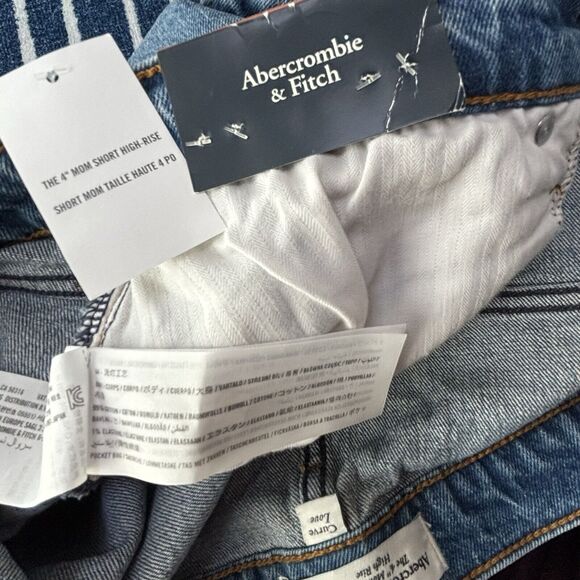 Abercrombie & Fitch 37/24 Women's 4" High Rise The Mom Cut Off Jean Shorts - Picture 3 of 8